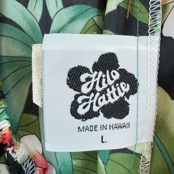 VTG Hilo Hattie Green Tropical Orchid Midi Muumuu Dress Hawaii USA Size Large - Picture 6 of 11